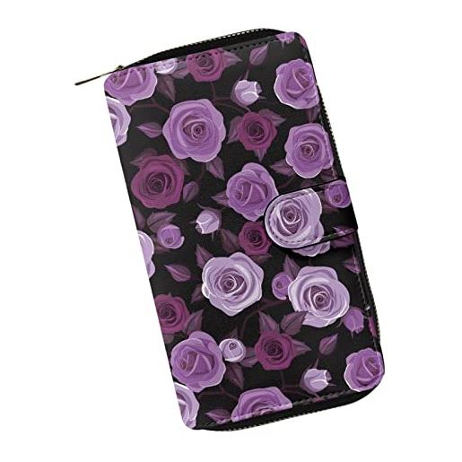 Dajingkj portafoglio donna grande capacità viaggio organizzatore portafogli lungo multifunzione carte zipper moneta portafogli, rosa viola. , casual