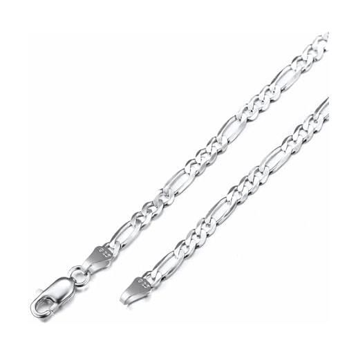 ChainsPro figaro catenina argento 925 donna, 3 mm larghezza collana donna argento placcata in oro bianco, 56 cm collana argento gioielli di moda, idee regalo per ragazzi papà