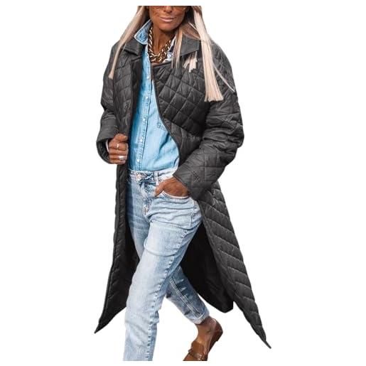 ORANDESIGNE cappotto donna piumino giacca calda cappotti lungo elegante piumino invernale giubbotto lungo con cintura b azzurro xs