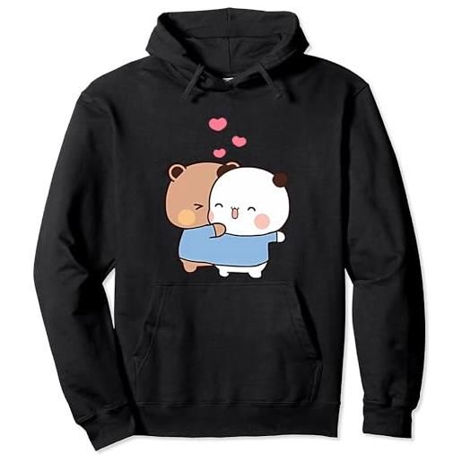 Berentoya kawaii panda bear hug bubu dudu love play together san valentino divertente regalo unisex pullover con cappuccio, nero , l