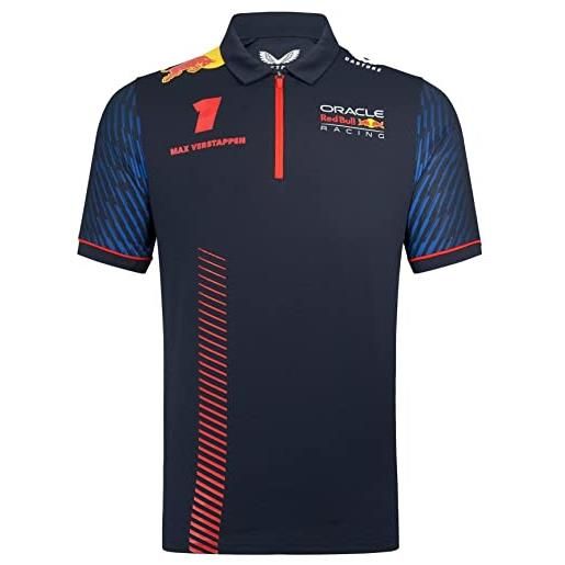 Castore red bull racing formula one team, polo a maniche corte da uomo con licenza ufficiale di formula 1 2023, replica di max verstappen driver team, night sky, da uomo, blu, xl