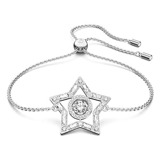 Swarovski stella bracciale a catena morbida, placcato in tonalità rodio con dettaglio dancing stone e zirconia su stella, collezione ii, bianco
