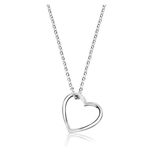 Nuoli® collana in argento con ciondolo a forma di cuore, 50 cm