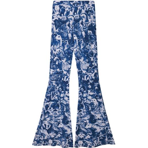 Stella McCartney jeans svasati animal forest con stampa - blu