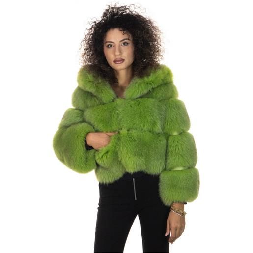 Leather Trend alice - giacca donna verde in vera pelliccia