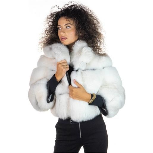 Leather Trend alice bis - giacca donna bianca in vera pelliccia