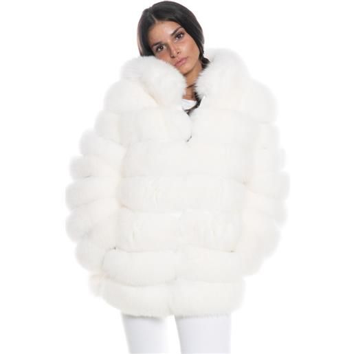Leather Trend nadia - giacca donna bianca in vera pelliccia