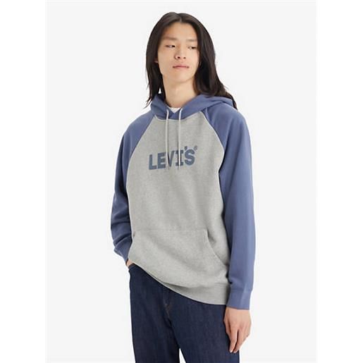 Levi's felpa con cappuccio e maniche raglan stampata multicolore / raglin po midtone heather grey