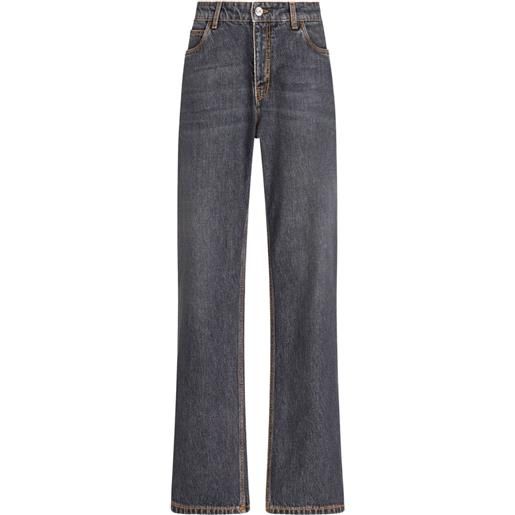 ETRO jeans a gamba ampia pegaso con ricamo - grigio