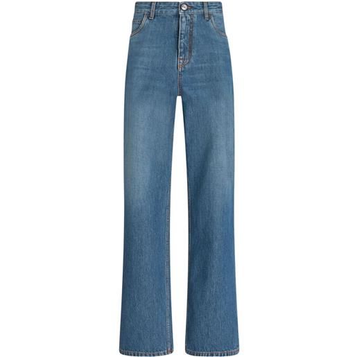 ETRO jeans a gamba ampia pegaso con ricamo - blu