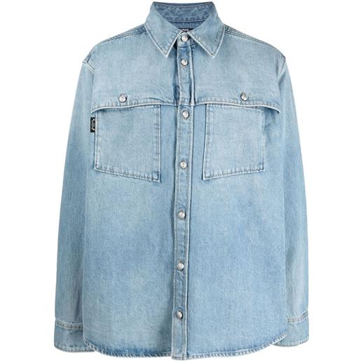 Balmain giacca-camicia denim con effetto schiarito - blu