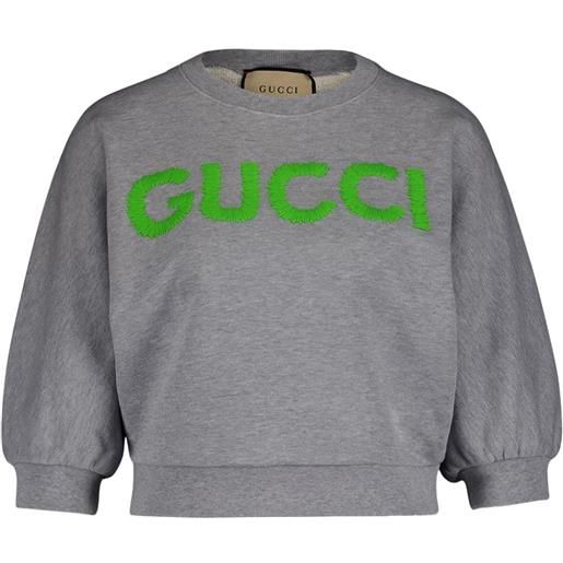 Gucci felpa crop con ricamo - grigio