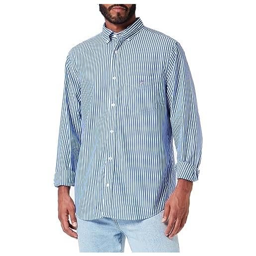 GANT reg poplin stripe shirt camicia elegante, college blue, m uomo