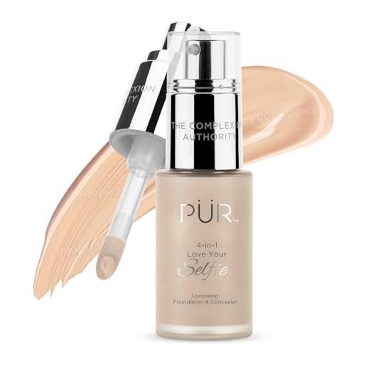 Pur cosmetics 4-in-1 love your selfie longwear foundation and concealer - unique, dual-applicator component - covers blemishes and imperfection - reduce fine lines and wrinkles - mn3-1 oz makeup