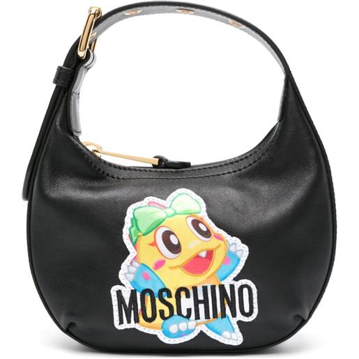 Moschino borsa tote con applicazione - nero