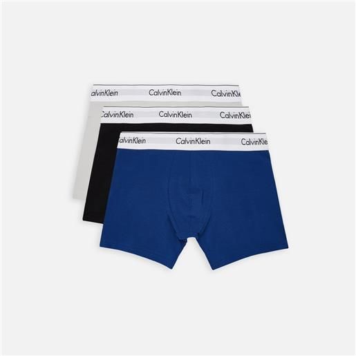 Calvin Klein Underwear modern cotton 3 pack boxer brief mazarine blue/black/lunar rock uomo