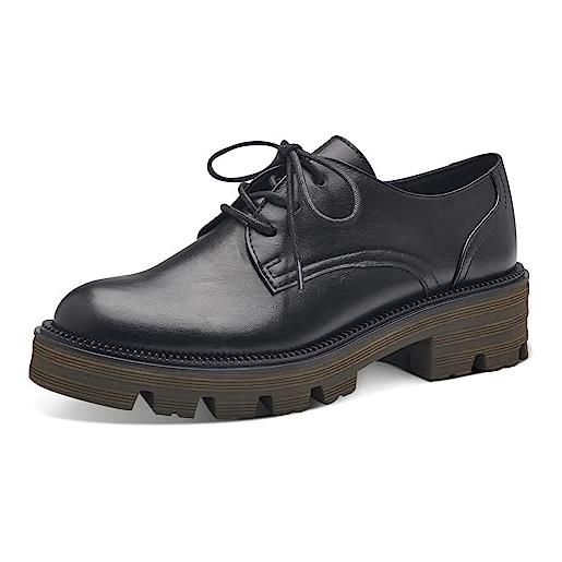 MARCO TOZZI scarpe stringate donna in pelle sintetica zeppa, black brush, 38 eu