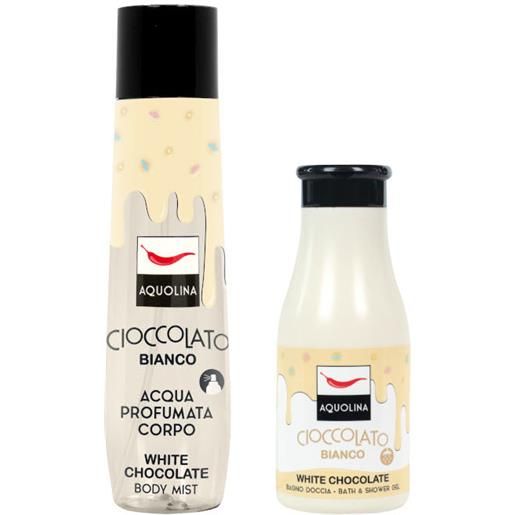 Aquolina cioccolato bianco confezione be mine 150 ml acqua aromatica per il corpo + 125 ml bagno doccia