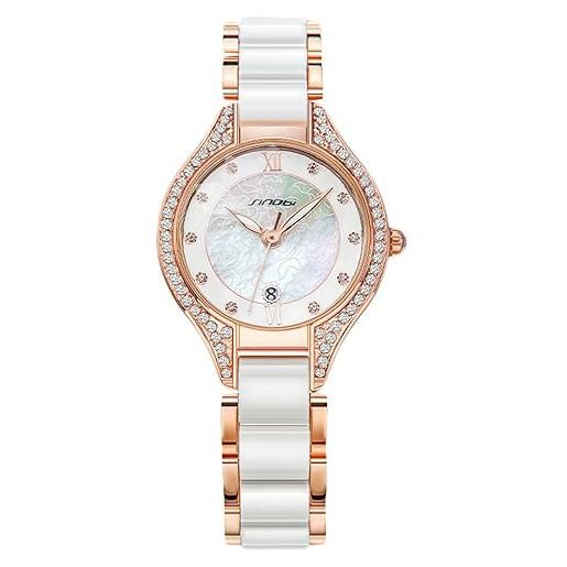 RORIOS orologio quadrante madreperla orologi da polso elegante diamanti orologio da donna calendario orologio analogico quarzo impermeabile