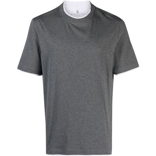 Brunello Cucinelli t-shirt con effetto a strati - grigio