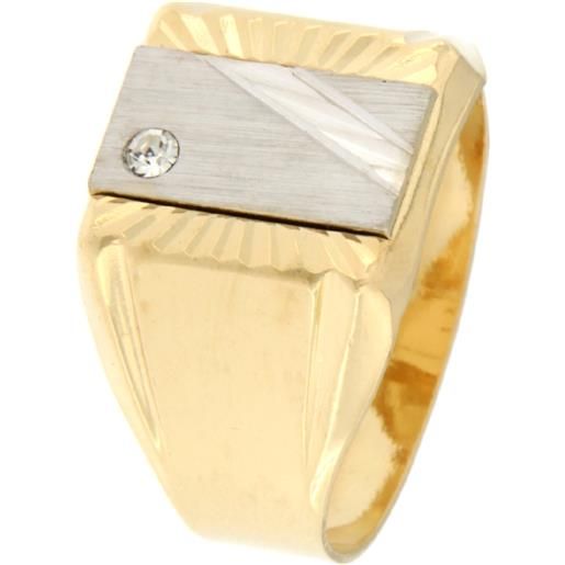 Gioielleria Lucchese Oro anello uomo oro giallo bianco gl101392