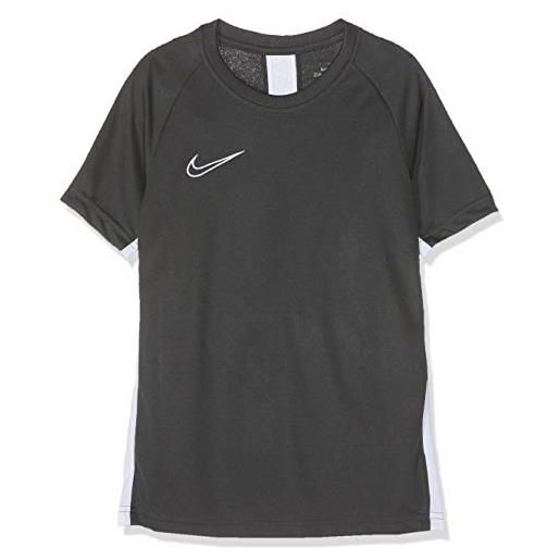 Nike dry academy19 top ss, t-shirt unisex bambini, anthracite/white/white, m