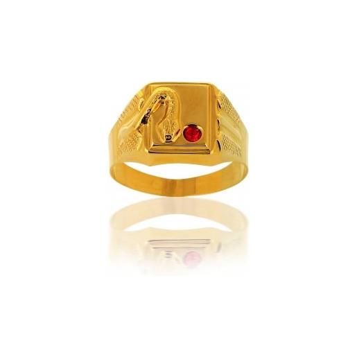 Avenuedubijou anello oro giallo zirconia rubino e serpente 18 kt e in oro giallo 750/1000, 30, cod. Aj6300-70