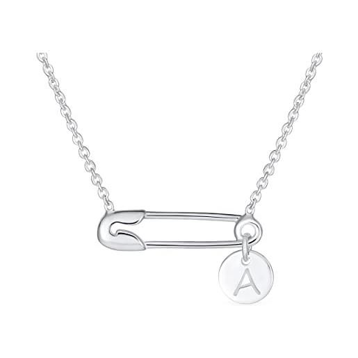 Bling Jewelry personalizza la lettera iniziale dell'alfabeto a simbolo di sostegno per gli sfollati solidarietà ciondolo per collana con spilla di sicurezza a cerchio rotondo per donne. 925 sterling silver