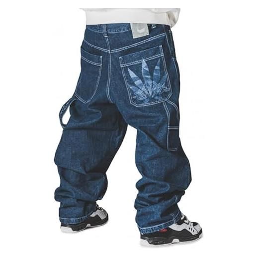 The blueskin jeans baggy uomo blu pantaloni larghi per uomo e ragazzo stile skate rap baggy hip hop blu - w 28 it 42