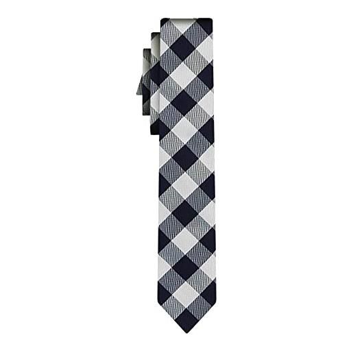 BOSS cravatta di seta tartan pattern navy white