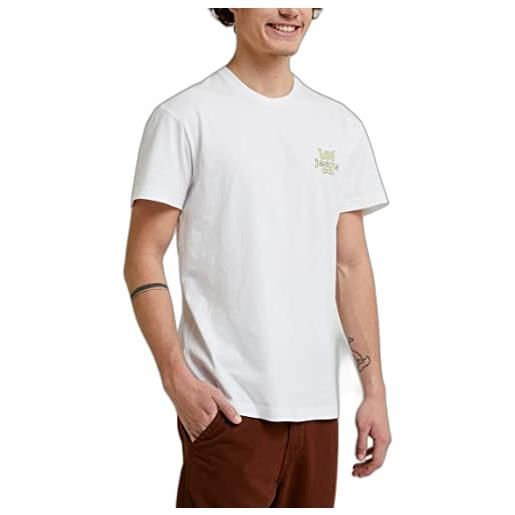 Lee relaxed graphic tee t-shirt, bianco, s uomo