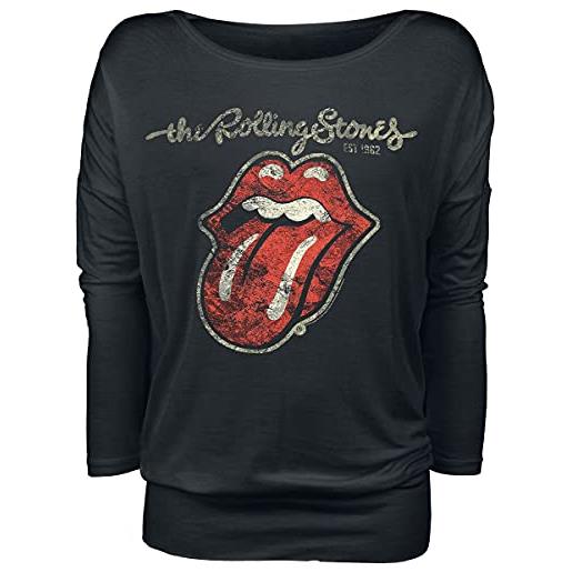 The Rolling Stones plastered tongue donna maglia maniche lunghe nero s 95% viscosa, 5% elasthane largo