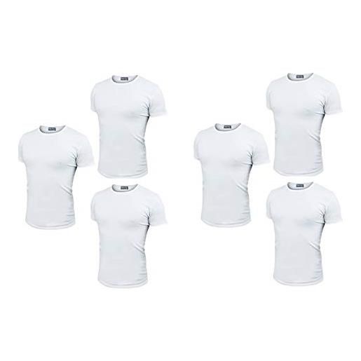 Enrico Coveri maglietta intima uomo girocollo offerta 3 e 6 pezzi, anche in taglie maxi, maglia uomo in cotone pettinato et1100 (6 pezzi bianco, 4-m-48)