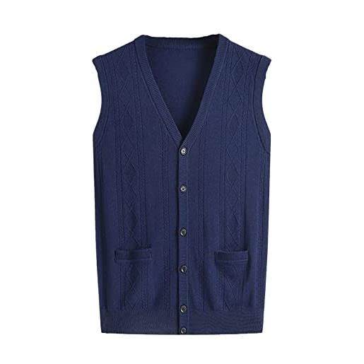 Disimlarl uomo inverno spesso caldo cardigan maglione in lana cashmere gilet blu navy 3xl