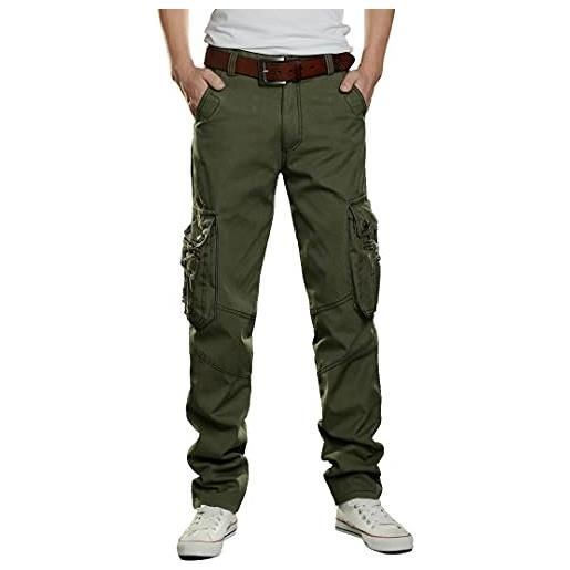 TXYAON - tuta da uomo multi tasca alla moda, pantaloni tattici, casual (38, verde)