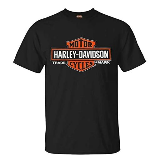 Harley-davidson men's elongated orange bar & shield black t-shirt 30290285 (xl)