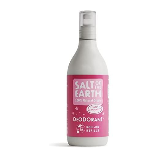 Salt Of the Earth natural deodorant roll on refill by salt of the earth, sweet strawberry - vegan, long lasting protection, leaping bunny approved, made in the uk - 525ml