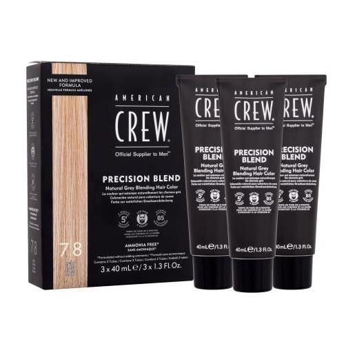 American Crew precision blend natural grey blending hair color tonalità 7/8 light claro clair blond cofanetti tinta per capelli 3 x 40 ml per uomo