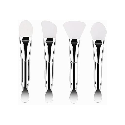 Y-KINZ 4pcs spazzole in silicone per maschere facciali facili e precise pennello applicatore di maschere spazzola cosmetica ideale per maschere di fango argilla gel crema fai da te ed estetiste