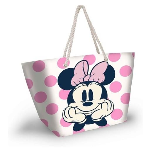 Disney minni mouse dots-borsa da spiaggia soleil, rosa, 52 x 37 cm
