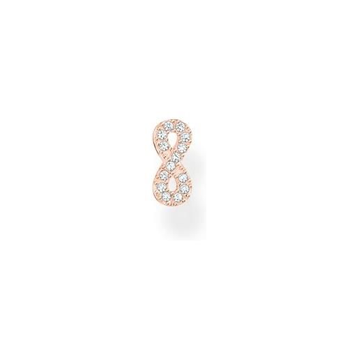 Thomas Sabo orecchini singoli da donna infinity, colore rosa, in argento sterling 925, con finitura in oro rosa 750, con zirconi, dimensioni: 3 x 7 mm, h2216-416-14, 3x7 mm, argento sterling, zirconia