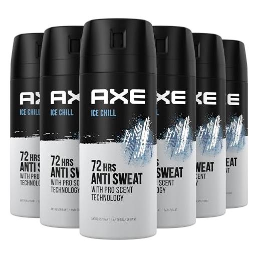 Axe deodorante antitraspirante spray ice chill, profumo di limone, da uomo, 150 ml, confezione da 6