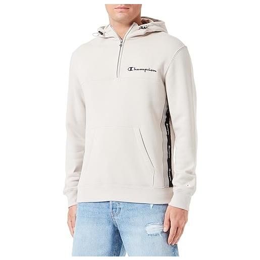 Champion legacy american tape - powerblend fleece half zip felpa con cappuccio, grigio argento, m uomo fw23
