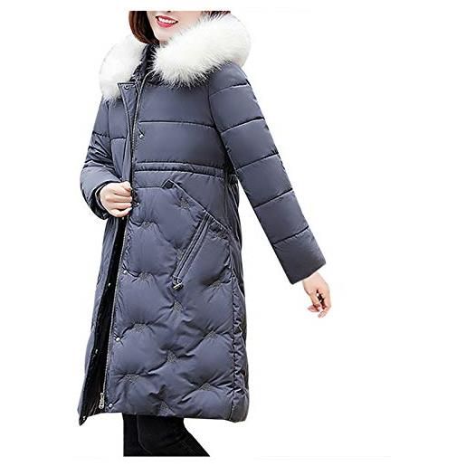 Kenmeko cappotti donna cappotto cappotti inverno cappotto nero giacca invernale cappotto caldo cappotto sottile con cerniera in pelliccia cappotto più spesso (xxl, grigio)