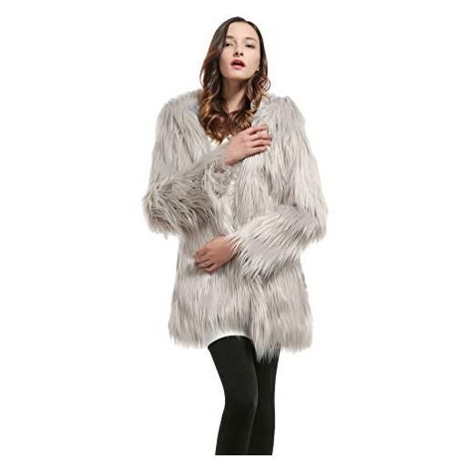 GladiolusA giacca in pelliccia sintetica cappotti capispalla sciolto cappotto donna invernale caldo spessa parka cardigan, giacca donnacardigan donna invernale grigio l