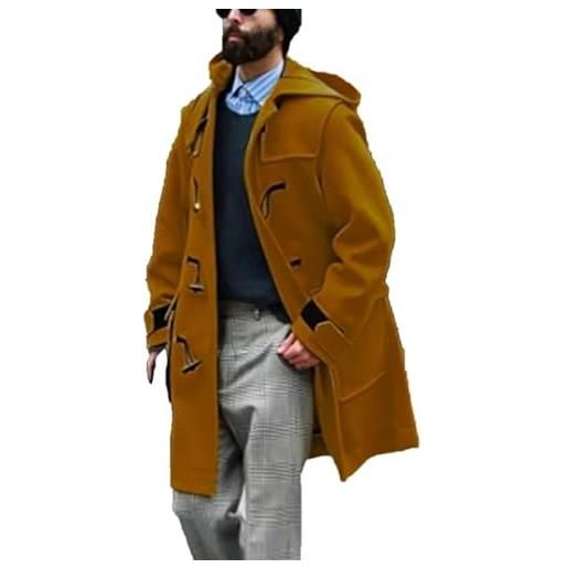 Suncolour montgomery da uomo in misto lana cappotto classico con cappuccio