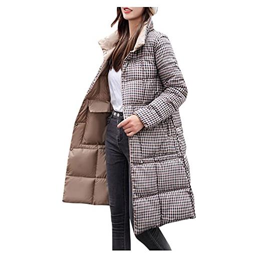URIBAKY-Blousons uribaky - giacca trapuntata da donna in piumino leggero con cappuccio in puro piumino d'oca, giacca parka calda in cotone, invernale, calda, cachi. , xl
