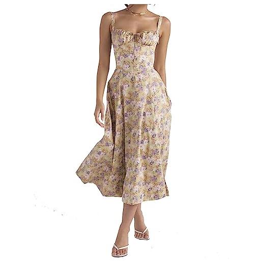 CROE floral bustier midriff waist shaper dress, women floral print bustier sundress floral bustier shaper dress