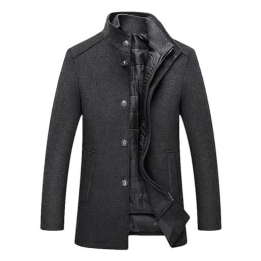 Pulcykp giacca invernale da uomo parka cappotto casual monopetto di lana slim regolabile gilet parka, grigio, l