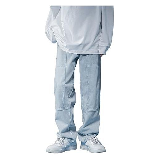 Caxndycing baggy jeans da uomo con stampa, pantaloni jeans con stampa a stelle, larghi, jeans hip hop, jeans y2k, larghi, jeans lavati, oversize, jeans da uomo, alla moda, streetwear, 03 blu chiaro, m